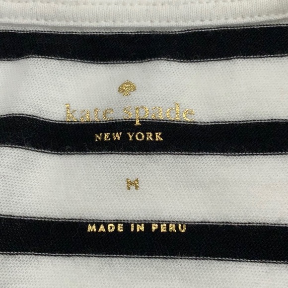 Kate Spade Broome Street Black and White Stripe Long Sleeve Ruffle Tee B10 - Picture 6 of 8